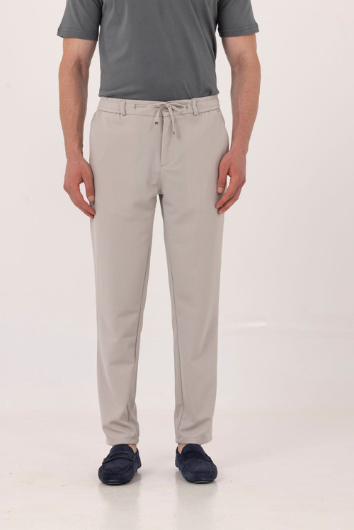 Taş Dokulu Arka Lastikli Köprü Kemerli Bağcıklı Slim Fit Jogger Pantolon