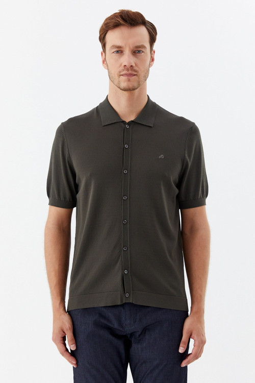 Haki Reglan Polo Yaka Triko Gömlek