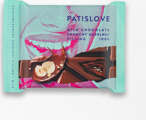 Patislove Fındık Kreması ve Fındık Dolgulu Sütlü Tablet Çikolata 100g