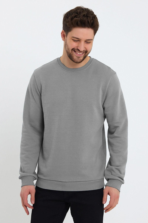 Erkek Oversize Bisiklet Yaka Sweatshirt