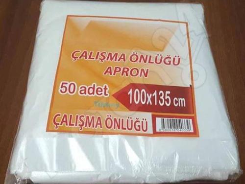 50 Adet Tek Kullanımlık Naylon Önlük Penuar Çalışma Boya Mutfak Kuaför Önlüğü Apron Kullan At
