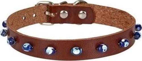 Boncuklu Deri Küçük Irk Köpek ve Kedi Boyun Tasması Xlarge Kahverengi 1.5x26-30 Cm