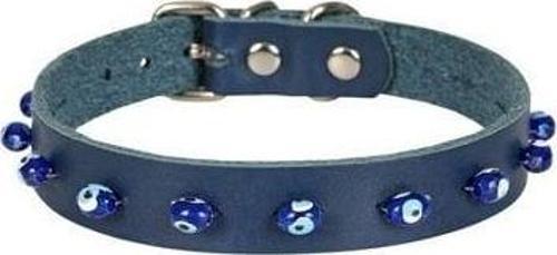 Boncuklu Deri Küçük Irk Köpek ve Kedi Boyun Tasması Xlarge Royal Mavi 1.5x26-30 Cm