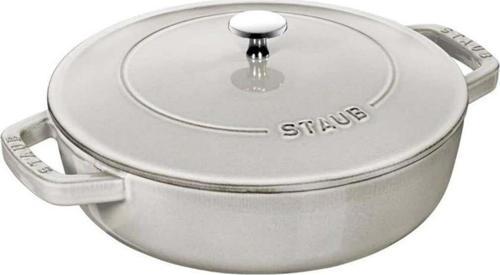 Staub Chistera Yağmur Efektli Kapaklı Döküm Tencere Beyaz 24Cm