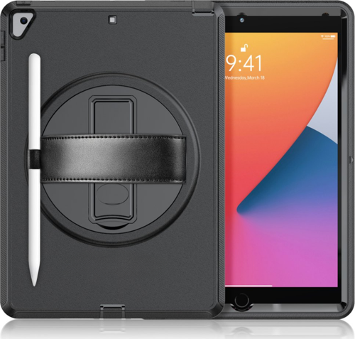 Qpen iPad 10.2 inç (7.nesil) Uyumlu Hand Strap Tablet Kılıfı