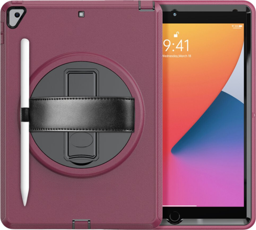 Qpen iPad 10.2 inç (7.nesil) Uyumlu Hand Strap Tablet Kılıfı