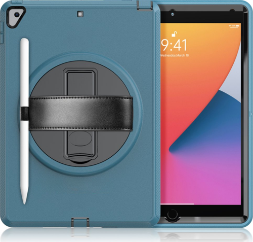 Qpen iPad 10.2 inç (7.nesil) Uyumlu Hand Strap Tablet Kılıfı