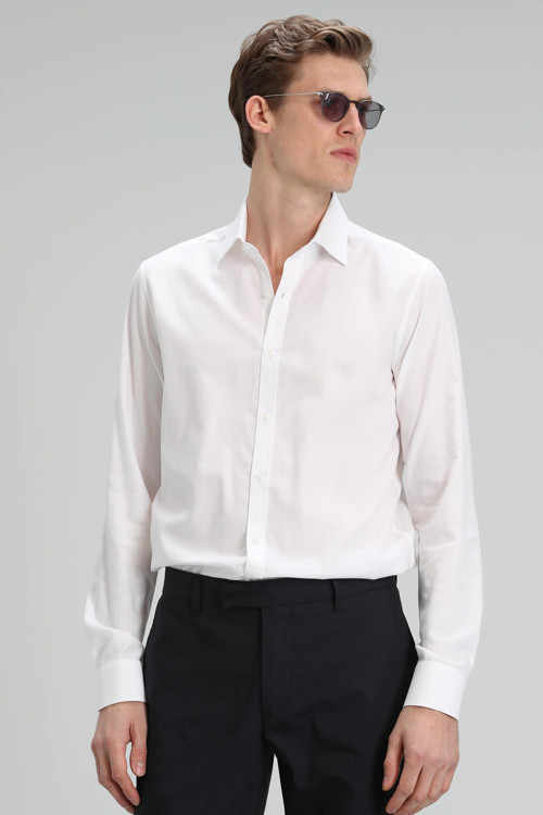 Lanza Erkek Smart Gömlek Slim Fit Beyaz