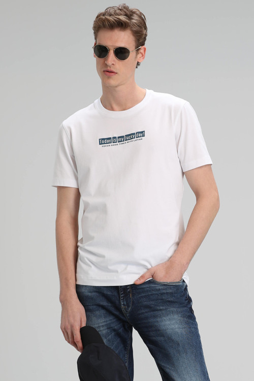 Timur Erkek Basic Tişört Beyaz
