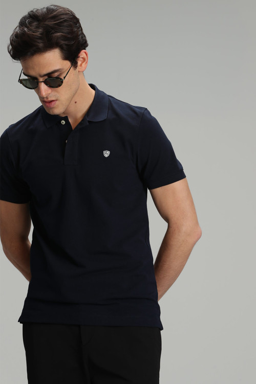 Laon Spor Polo Yaka Erkek Tişört Koyu Lacivert