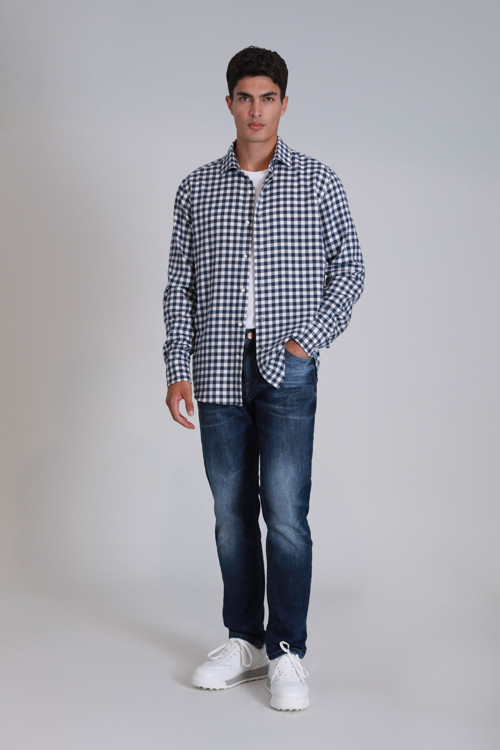 Madrid Erkek Basic Gömlek Slim Fit Lacivert
