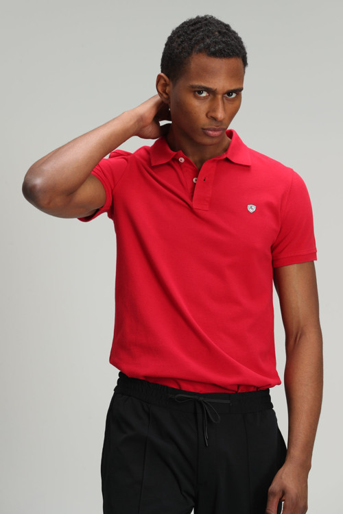 Laon Spor Polo Yaka Erkek Tişört Kırmızı