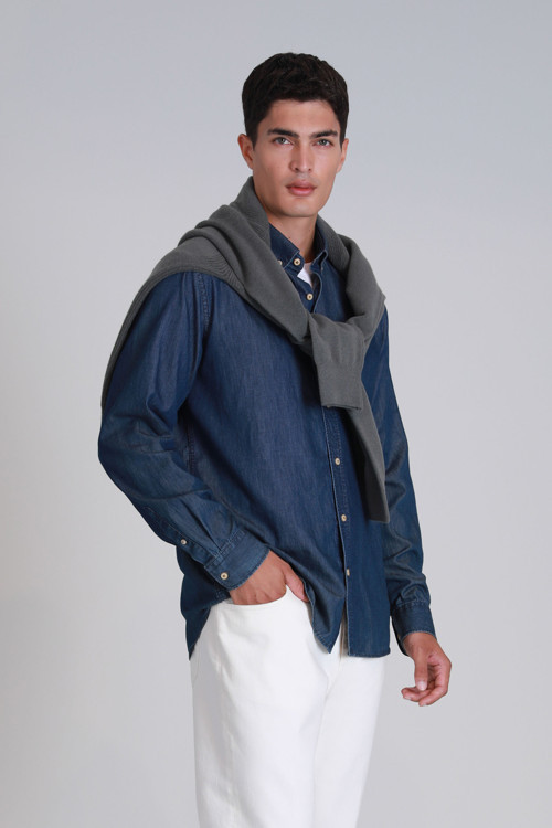 Armir Erkek Basic Gömlek Slim Fit Koyu Mavi