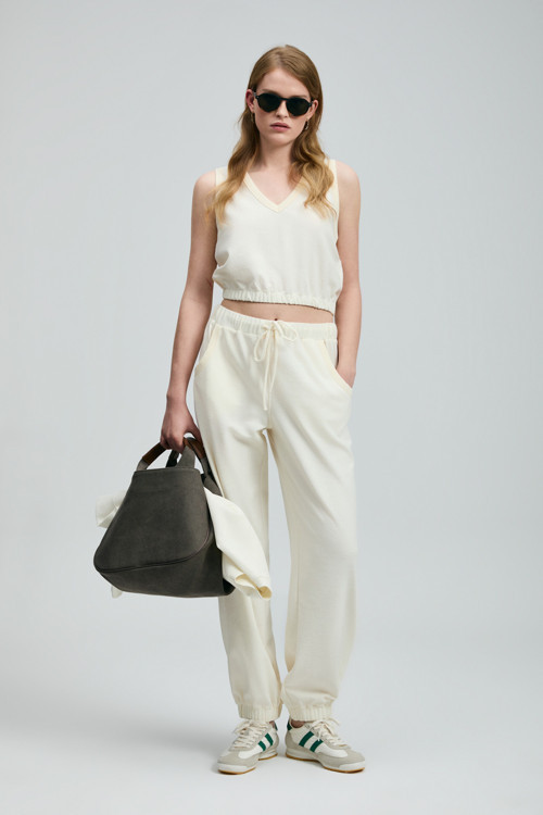 Nılda Örme Kadın Eşofman Altı Kırık Beyaz