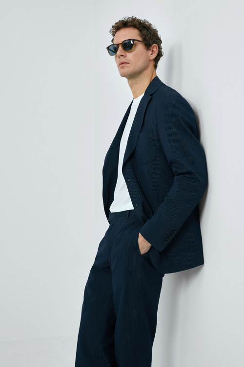 Piel Spor Erkek Blazer Ceket Slim Fit Lacivert