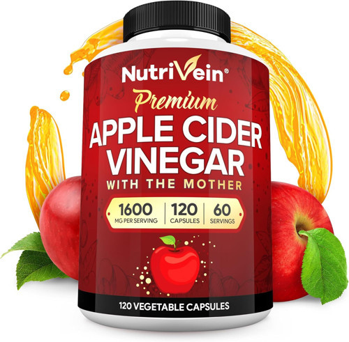 Premium Apple Cider Vinegar Digestion, Keto, Cleansing, and Balanced 1600 mg - 120 Caps