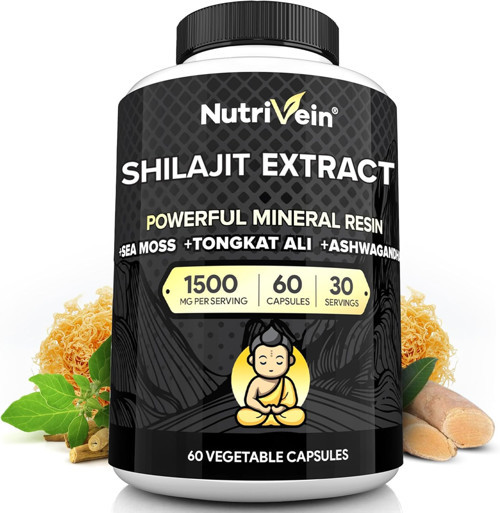 Premium Himalayan Shilajit with Irish Sea Moss Tongkat Ali Ashwagandha 1500 mg - 60 Caps