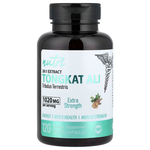 , 20:1 Extract Tongkat Ali Tribulus Eurycoma longifolia 120 Vegan Capsules