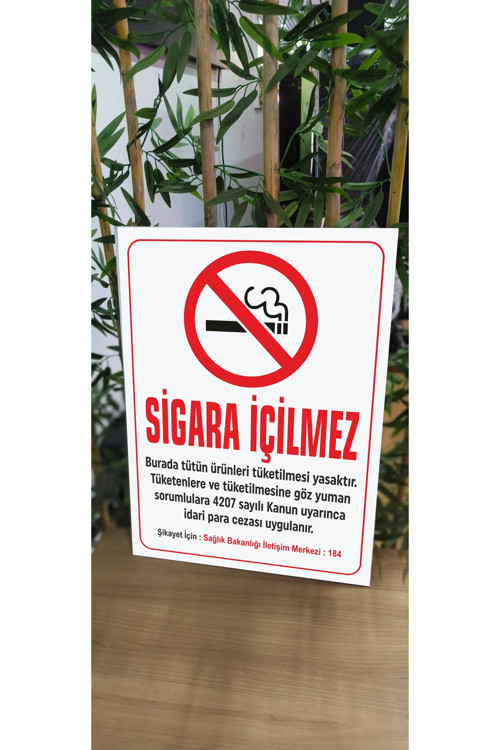 SİGARA İÇİLMEZ YASAL Uyarı Levhası 50X70 CM 50x70 cm PVC İkaz Tabelası Kapı Duvar