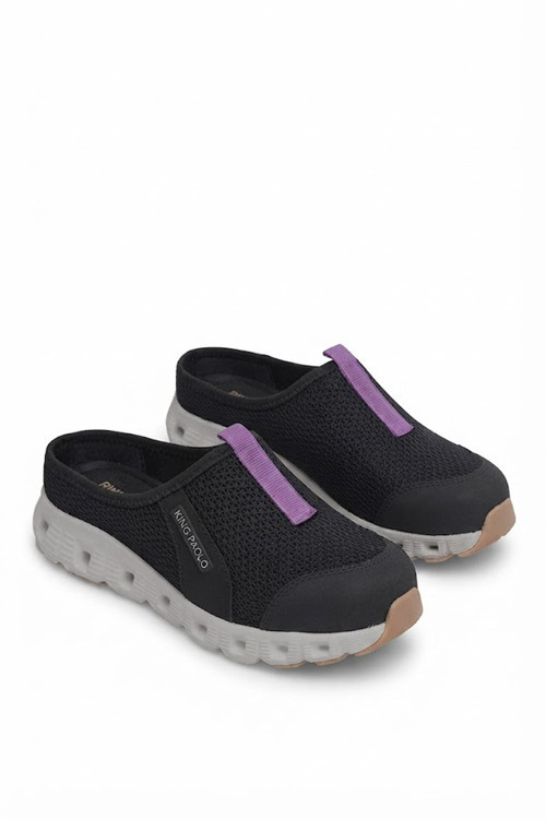 H5204 Missy Kadın Memory Foam Sabo Terlik Siyah - Mor
