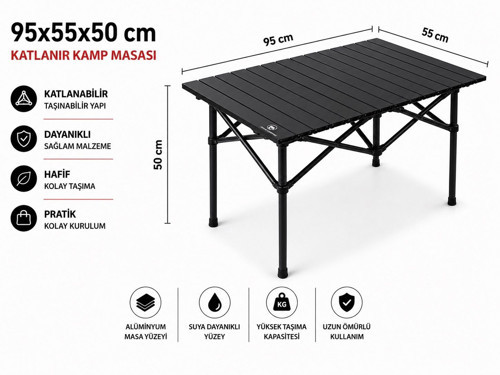 95x55x50 cm Katlanır Kamp ve Piknik Masası – Hafif, Dayanıklı ve Taşınabilir
