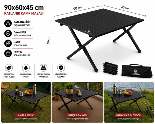 90x60x45 cm Katlanır Kamp ve Piknik Masası – Hafif, Dayanıklı ve Taşınabilir
