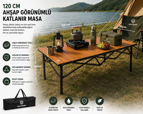 120x55x50 cm Katlanır Kamp ve Piknik Masası – Hafif, Dayanıklı ve Taşınabilir
