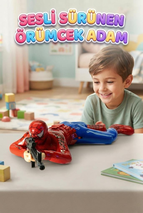 Sesli ve Hareketli Sürünen Asker Örümcek Adam – Macera Dolu Oyun Arkadaşı (34 cm)