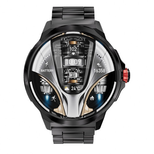 Kalobee SK50 1.85" 52 mm Büyük Kasa Akıllı Saat Silikon + Metal Çift Kordonlu