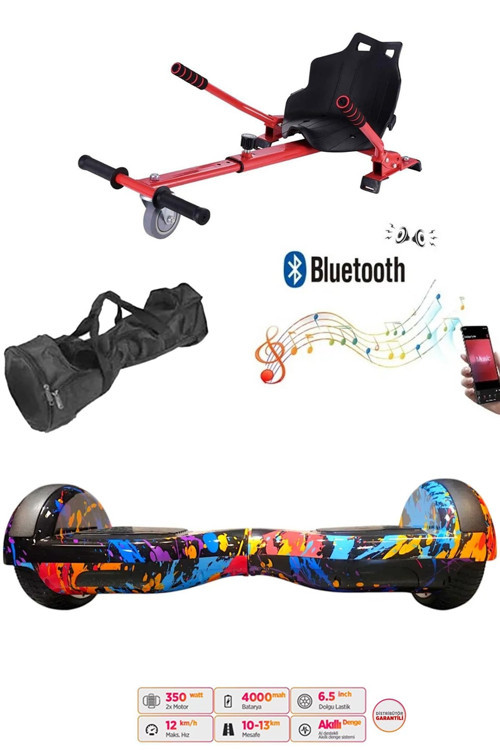 Elektrikli Kaykay Hoverboard Akıllı Denge 6.5 Inch + HoverKart + Çanta EXTREM PAKET D26