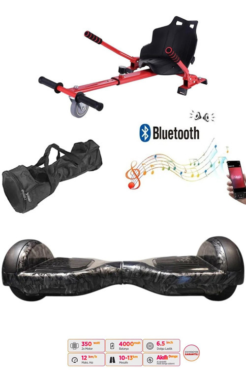 Elektrikli Kaykay Hoverboard Akıllı Denge 6.5 Inch + HoverKart + Çanta EXTREM PAKET D27