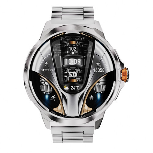 Kalobee SK50 1.85" 52 mm Büyük Kasa Akıllı Saat Silikon + Metal Çift Kordonlu
