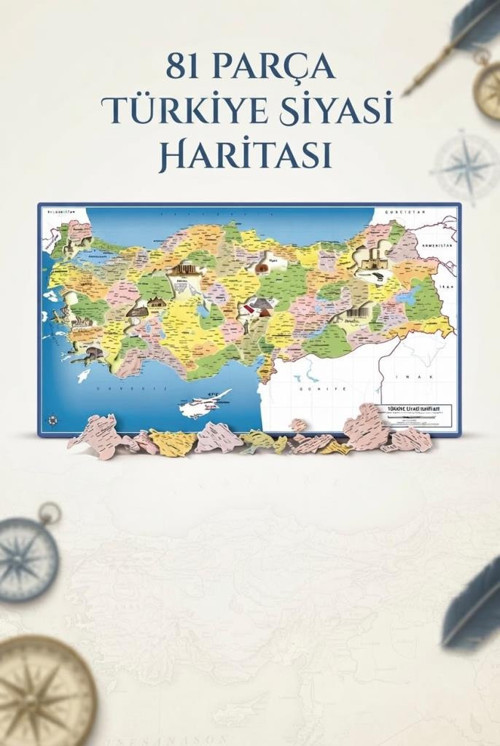 Küçük Kaşifler İçin Türkiye Siyasi Haritası ve Bölge Bilgileri Eğitici Coğrafya Seti 81 Parça