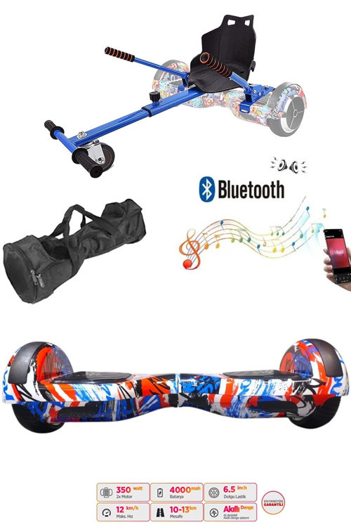 Elektrikli Kaykay Hoverboard Akıllı Denge 6.5 Inch + HoverKart + Çanta EXTREM PAKET D09
