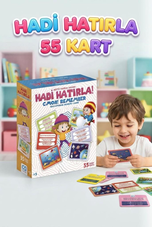 Hadi Hatırla! 55 Kart Eğlenceli Eğitici Hafıza ve Zeka Oyunu - Okul Öncesi Odaklanma Oyunu