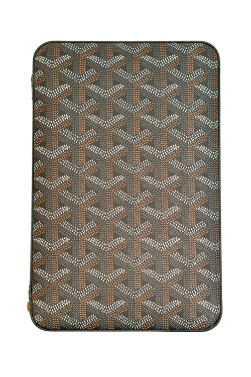Çakmak Kesicili Goyard Desenli Kahverengi Deri Puro Taşıma Çantası & Seyahat Humidoru