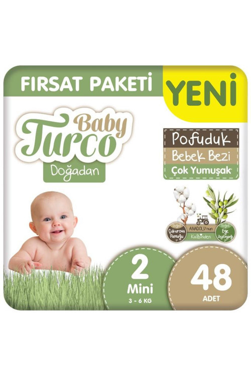 Doğadan Fırsat Paketi Pofuduk Bebek Bezi 2 Numara Mini 48 Adet