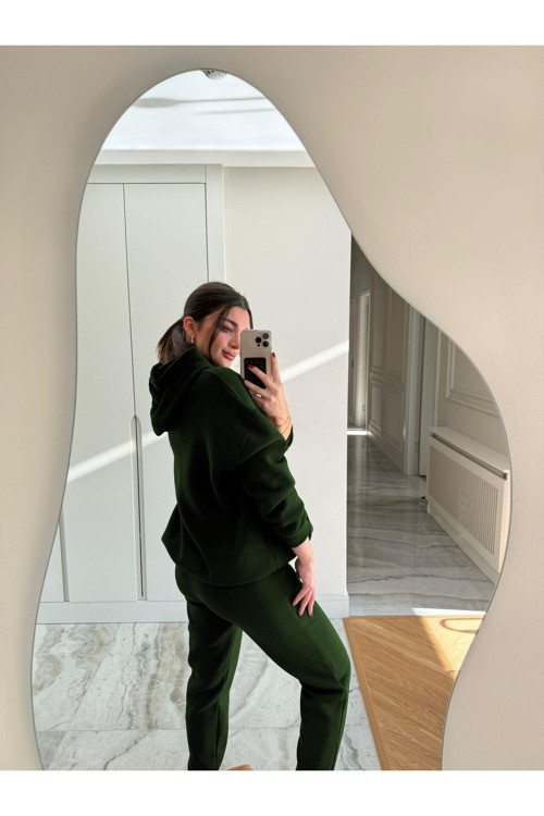 Kadın Oversize Kapüşonlu Sweatshirt Eşofman Takımı