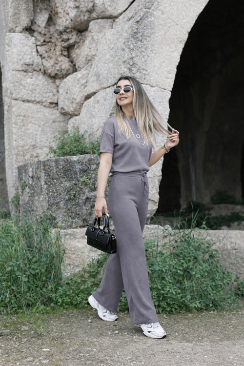 Kadın Kısa Kollu Basic Düz Fitilli Takım