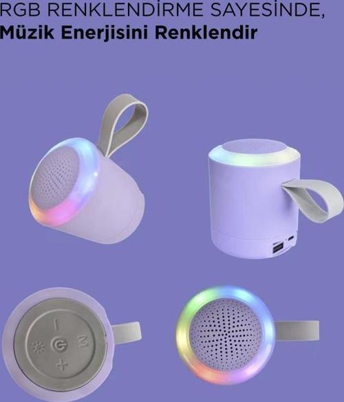 D24 Mor SD/USB Girişli Taşınabilir Bluetooth Hoparlör
