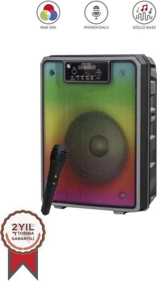 KTS-1561 Siyah Taşınabilir Rgb Işıklı Bluetooth Hoparlör