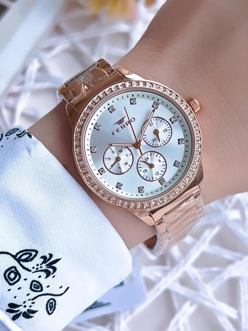 Rose Gold Renk İç Fonksiyonları Aktif 3 Atm Çelik Kordon Kadın Kol Saati BFM21077AWT-C