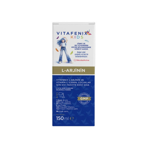 Çocuklar İçin 500 mg L-Arjinin İçeren C Vitaminli Sıvı Takviye Edici Gıda 150 ml