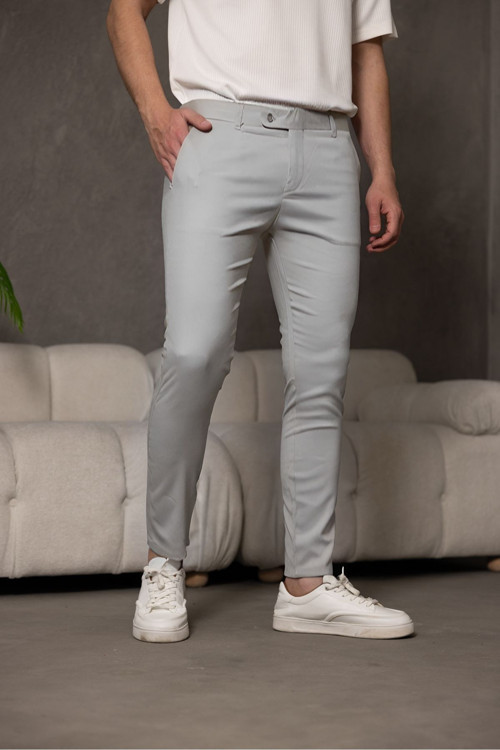 Erkek Dar Kesim Likralı Dar Paça Rahat Slim Fit Kumaş Pantolon