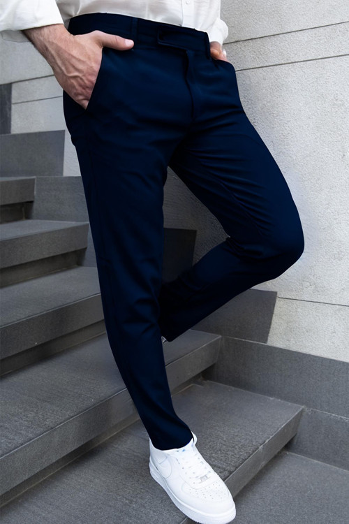 Erkek Italyan Model Kaliteli Ribanalı Bilek Boy Dar Paça Likralı Slim Fit Kumaş Pantolon