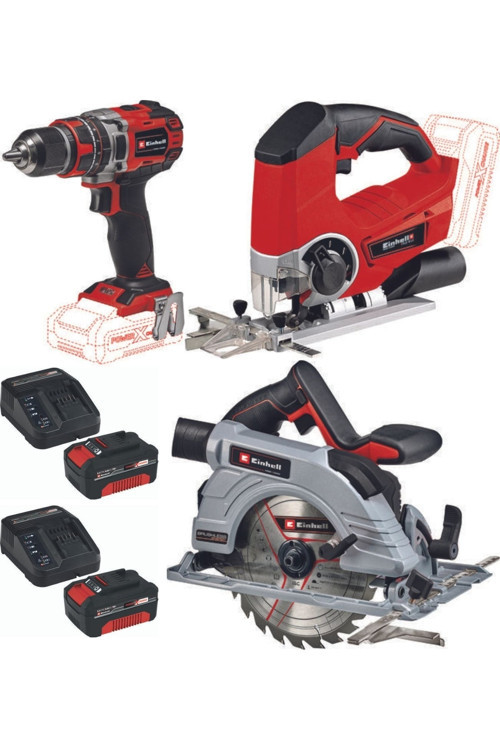 Te-Js 18 Dekupaj Te-Cd 18/50 Li-İ Darbeli Matkap Te-Cs 18/190 Bl Daire Testere 2X4.0 Set