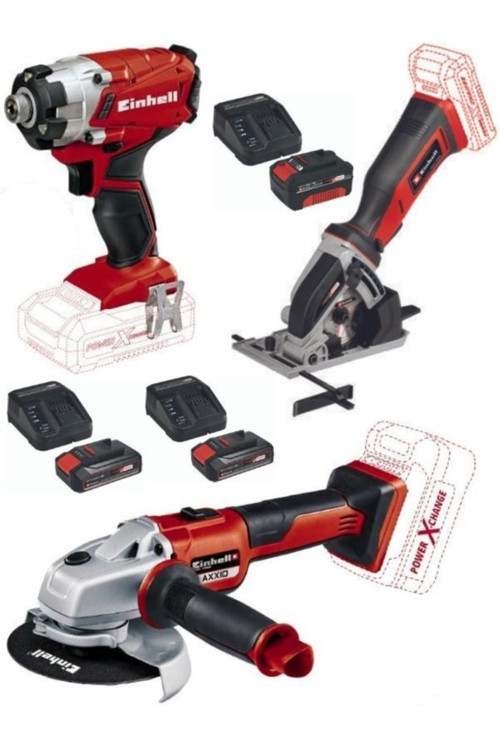 Te-Ci 18/1 Vidalama Te-Cs 18/89 Mini Daire Testere Axxio Avuç Taşlama 2X2.5+4.0 Akülü Set