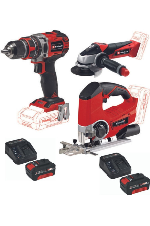 Te-Js 18 Dekupaj Te-Cd 18/50 Li-İ Matkap Vidalama Te-Ag 18/115 Taşlama 2X4.0Ah Akülü Set
