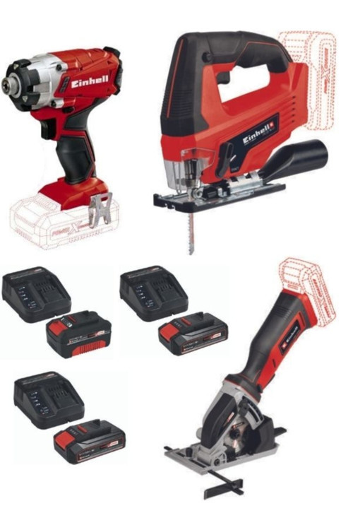 Te-Ci 18/1 Vidalama Tc-Js 18 Li Dekupaj Te-Cs 18/89 Mini Daire Testere 2X2.5+4.0Ah Akülü Set