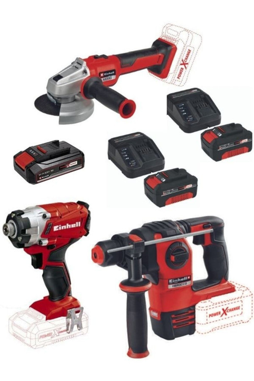 Te-Cı 18/1 Vidalama Axxio 18/125 Q Avuç Taşlama Herocco 18V 2X4.0+2.5Ah Akülü Set